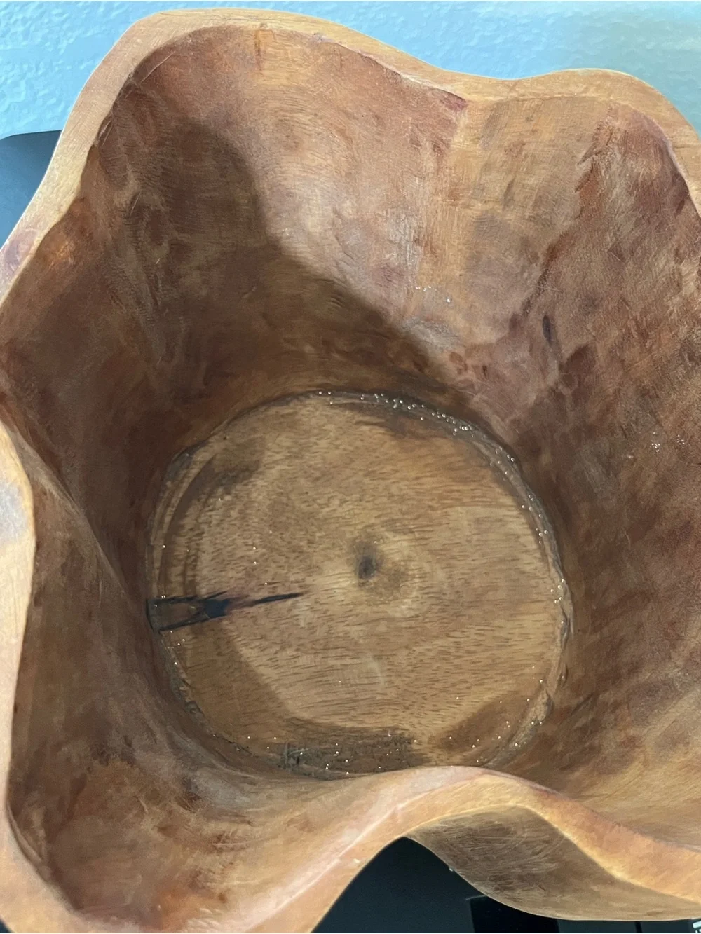 Pottery Barn Large Mango Wood Rustic Hand Carved Wood Bowl Free Form